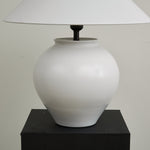 Luma Ceramic Table Lamp with Linen Shade for Bedroom and Living Room