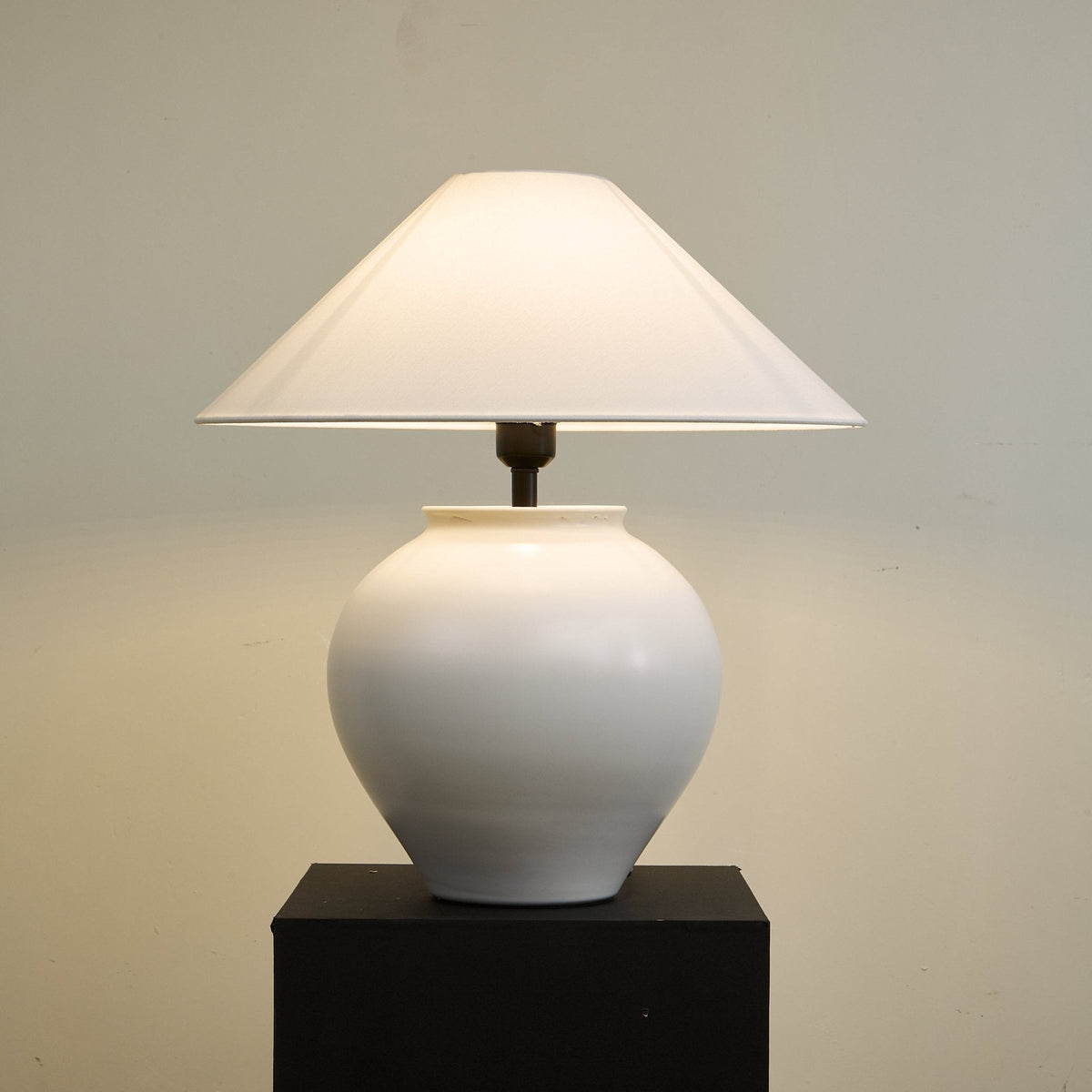 Luma Ceramic Table Lamp with Linen Shade for Bedroom and Living Room