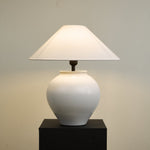 Luma Ceramic Table Lamp with Linen Shade for Bedroom and Living Room