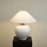 Luma Ceramic Table Lamp with Linen Shade for Bedroom and Living Room