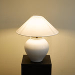 Luma Ceramic Table Lamp with Linen Shade for Bedroom and Living Room
