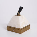 Luma Cube Alabaster Portable Table Lamp with Leather Handle
