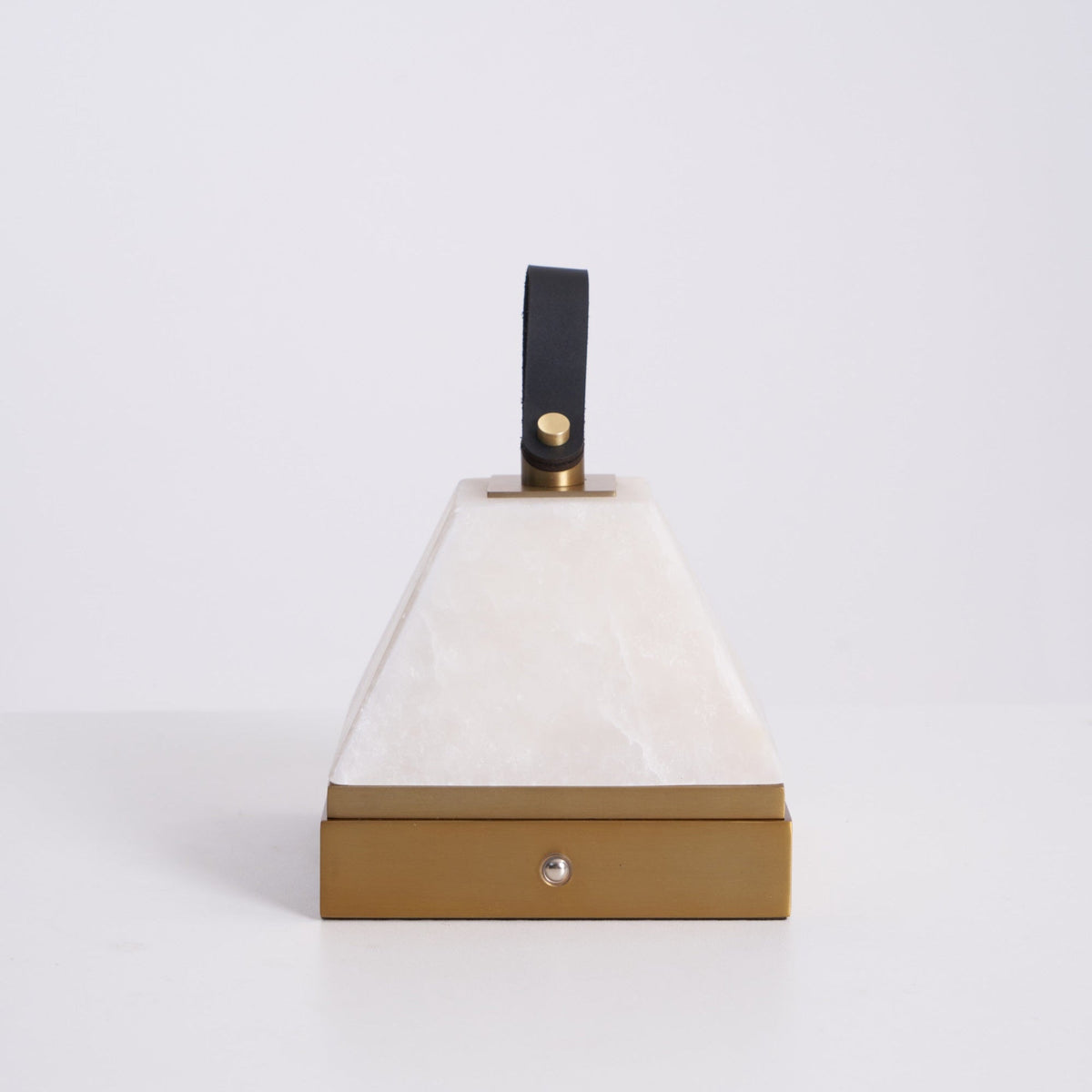 Luma Cube Alabaster Portable Table Lamp with Leather Handle