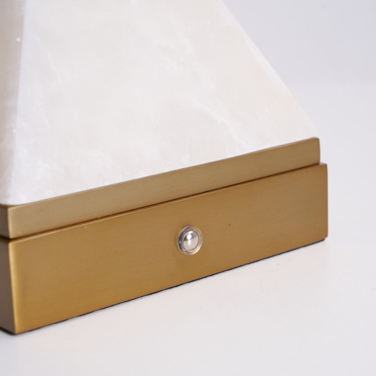 Luma Cube Alabaster Portable Table Lamp with Leather Handle