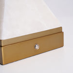 Luma Cube Alabaster Portable Table Lamp with Leather Handle
