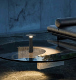 Luma Disk Solar-Powered Outdoor Table Lamp in Metal