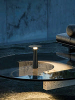 Luma Disk Solar-Powered Outdoor Table Lamp in Metal