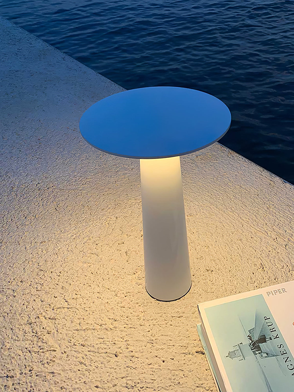 Luma Disk Solar-Powered Outdoor Table Lamp in Metal