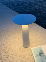 Luma Disk Solar-Powered Outdoor Table Lamp in Metal