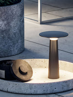Luma Disk Solar-Powered Outdoor Table Lamp in Metal