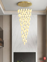 Luma Flora Stairs Chandelier – Cascading Ceramic Petal Light for Grand Interiors
