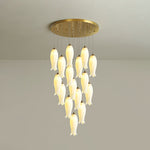 Luma Flora Stairs Chandelier – Cascading Ceramic Petal Light for Grand Interiors