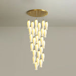 Luma Flora Stairs Chandelier – Cascading Ceramic Petal Light for Grand Interiors