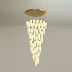 Luma Flora Stairs Chandelier – Cascading Ceramic Petal Light for Grand Interiors