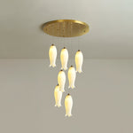 Luma Flora Stairs Chandelier – Cascading Ceramic Petal Light for Grand Interiors