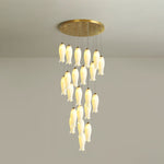 Luma Flora Stairs Chandelier – Cascading Ceramic Petal Light for Grand Interiors