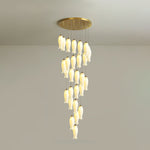 Luma Flora Stairs Chandelier – Cascading Ceramic Petal Light for Grand Interiors