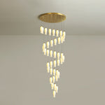 Luma Flora Stairs Chandelier – Cascading Ceramic Petal Light for Grand Interiors