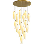 Luma Flora Stairs Chandelier – Cascading Ceramic Petal Light for Grand Interiors