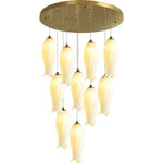 Luma Flora Stairs Chandelier – Cascading Ceramic Petal Light for Grand Interiors