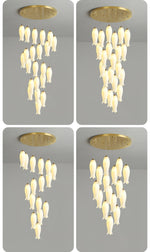 Luma Flora Stairs Chandelier – Cascading Ceramic Petal Light for Grand Interiors