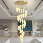 Luma Flora Stairs Chandelier – Cascading Ceramic Petal Light for Grand Interiors