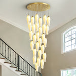 Luma Flora Stairs Chandelier – Cascading Ceramic Petal Light for Grand Interiors