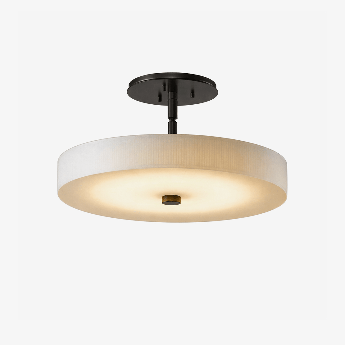 Luma Linen Drum Semi-Flush Ceiling Light in Black and White