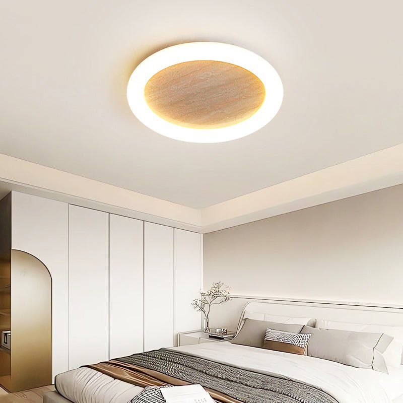 Luma Sol Travertine Flush Mount Ceiling Light with LED Halo