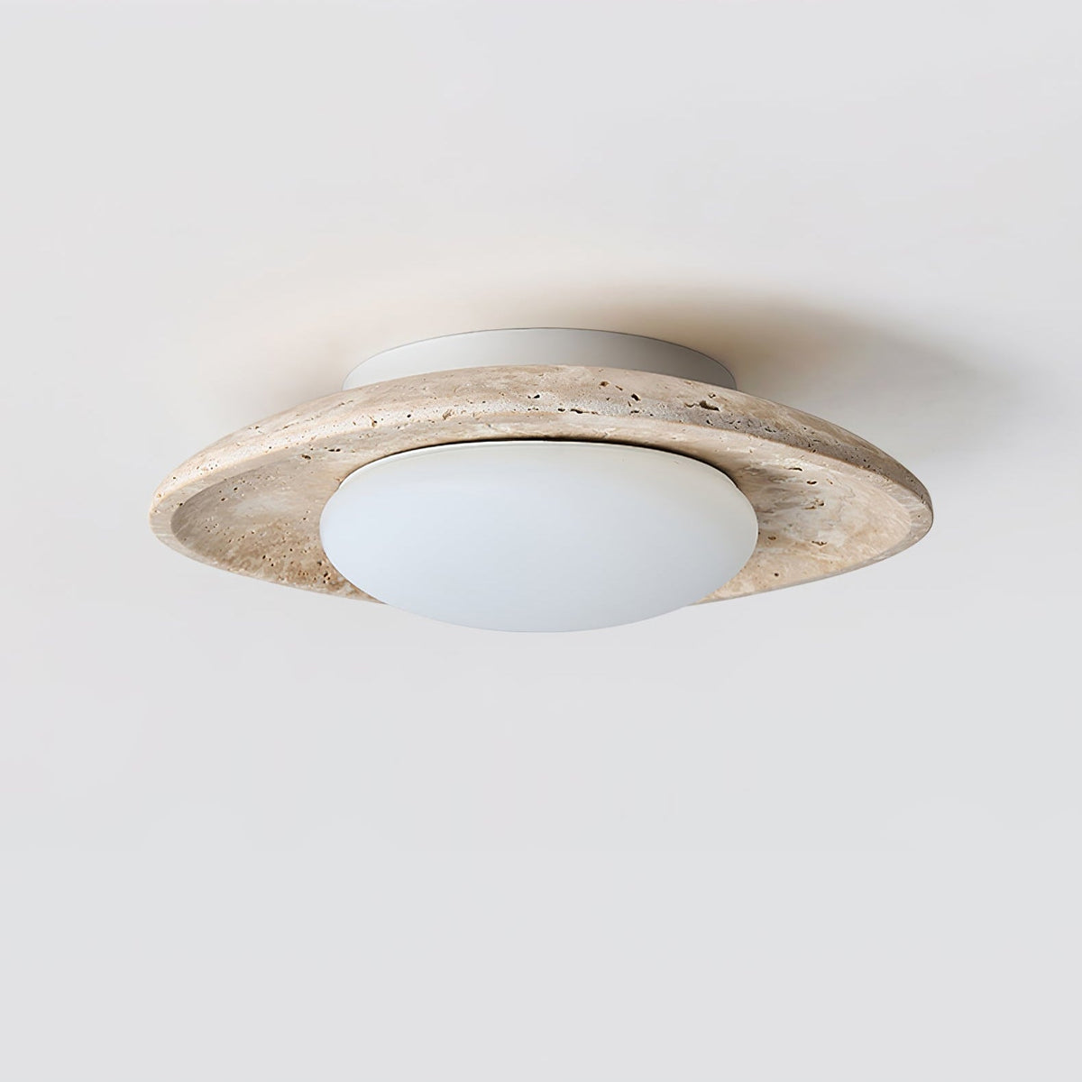 Luma Travertine Ceiling Light – Modern Flush Mount in Yellow Travertine