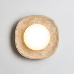Luma Travertine Ceiling Light – Modern Flush Mount in Yellow Travertine