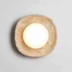 Luma Travertine Ceiling Light – Modern Flush Mount in Yellow Travertine