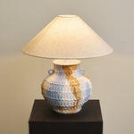 Lumaqua Ceramic Table Lamp with Fabric Shade for Bedroom and Living Room