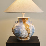 Lumaqua Ceramic Table Lamp with Fabric Shade for Bedroom and Living Room