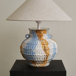 Lumaqua Ceramic Table Lamp with Fabric Shade for Bedroom and Living Room