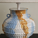 Lumaqua Ceramic Table Lamp with Fabric Shade for Bedroom and Living Room