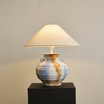 Lumaqua Ceramic Table Lamp with Fabric Shade for Bedroom and Living Room