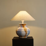 Lumaqua Ceramic Table Lamp with Fabric Shade for Bedroom and Living Room