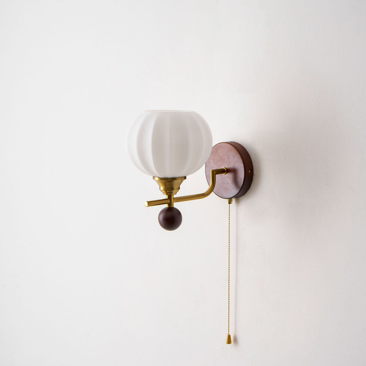 Lumea Crest Wall Sconce in Gold and Walnut Wood