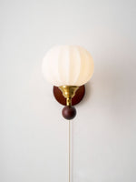 Lumea Crest Wall Sconce in Gold and Walnut Wood