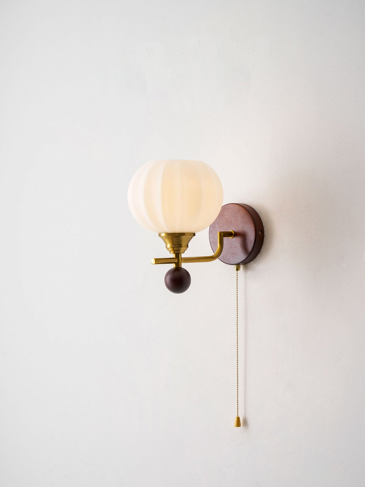 Lumea Crest Wall Sconce in Gold and Walnut Wood
