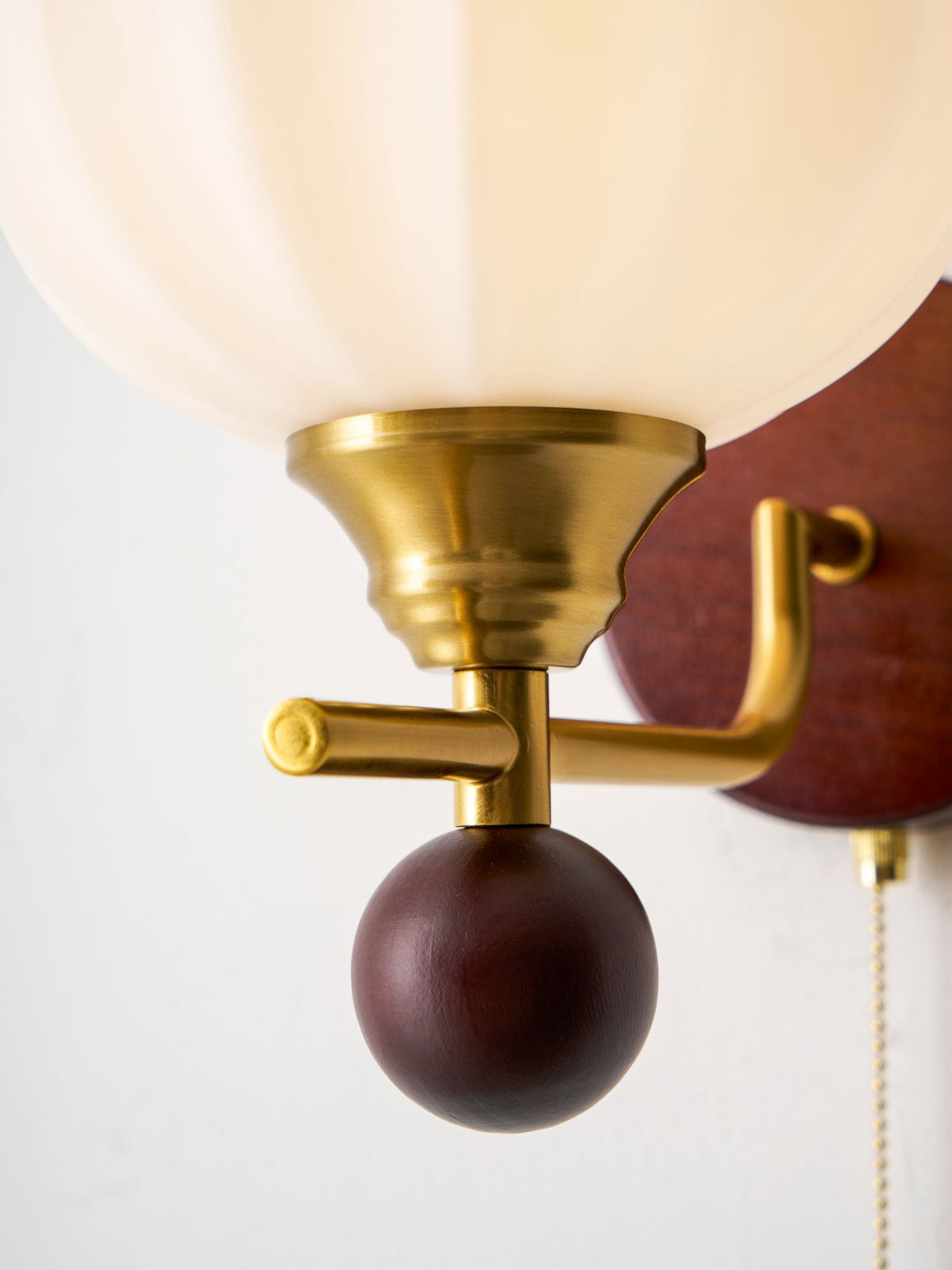 Lumea Crest Wall Sconce in Gold and Walnut Wood
