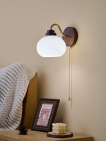 Lumea Crest Wall Sconce in Gold and Walnut Wood