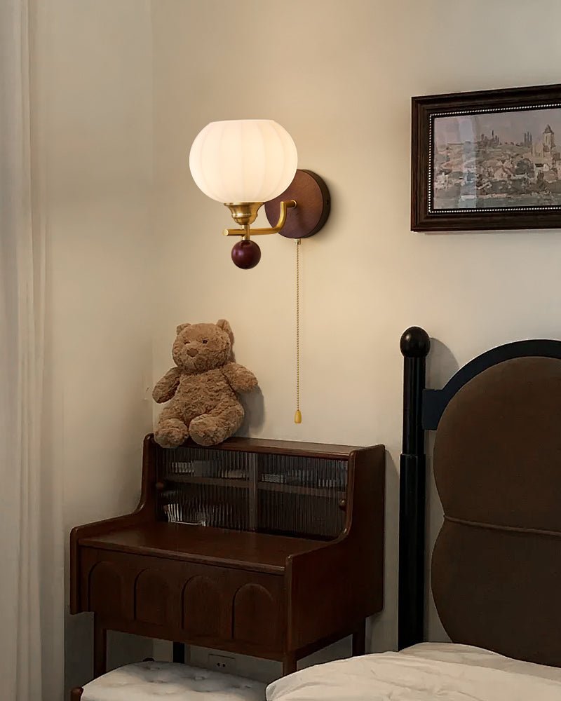 Lumea Crest Wall Sconce in Gold and Walnut Wood