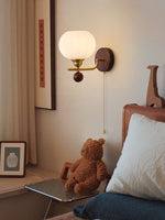 Lumea Crest Wall Sconce in Gold and Walnut Wood