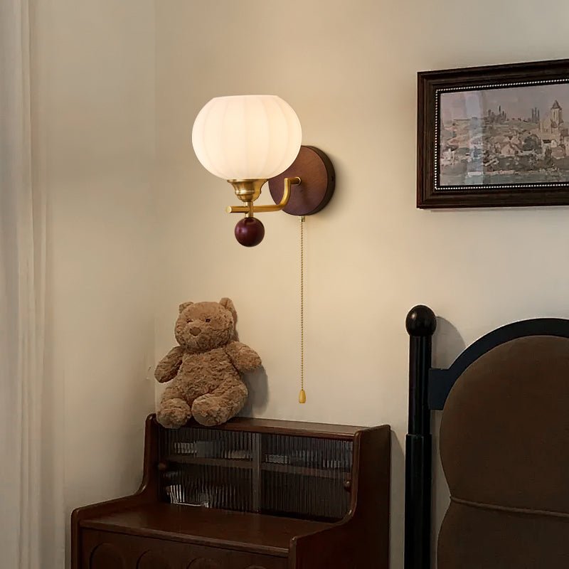 Lumea Crest Wall Sconce in Gold and Walnut Wood