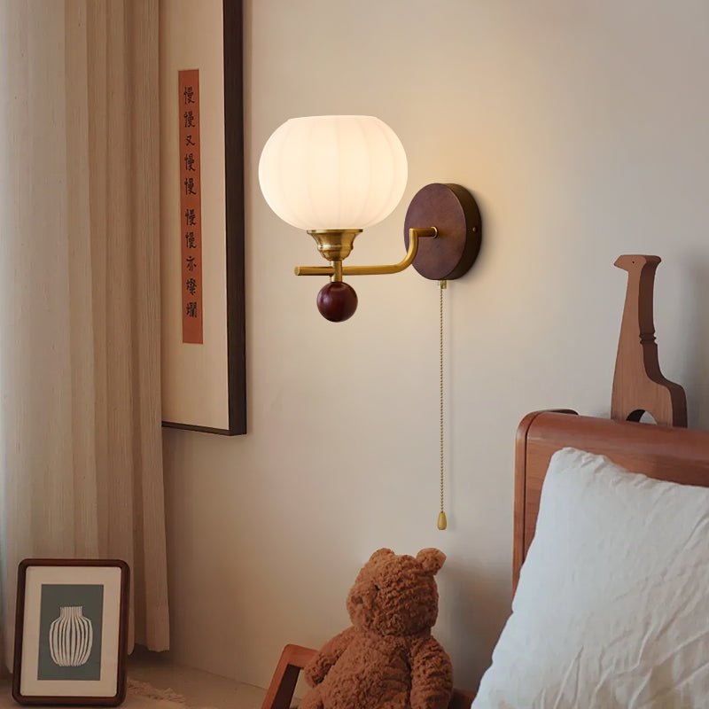 Lumea Crest Wall Sconce in Gold and Walnut Wood