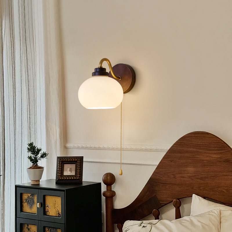 Lumea Crest Wall Sconce in Gold and Walnut Wood