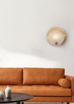 Lumen Alabaster Wall Sconce in Gold with White Alabaster Shade