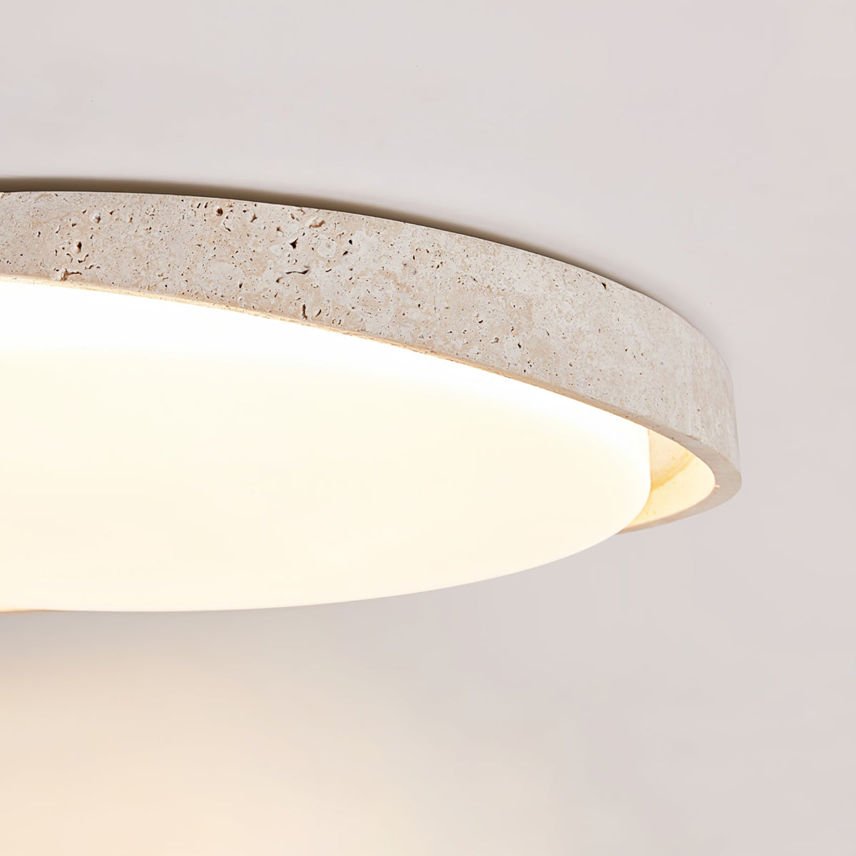 Lumen Arc Ceiling Light in Yellow Travertine | Modern Flush Mount LED